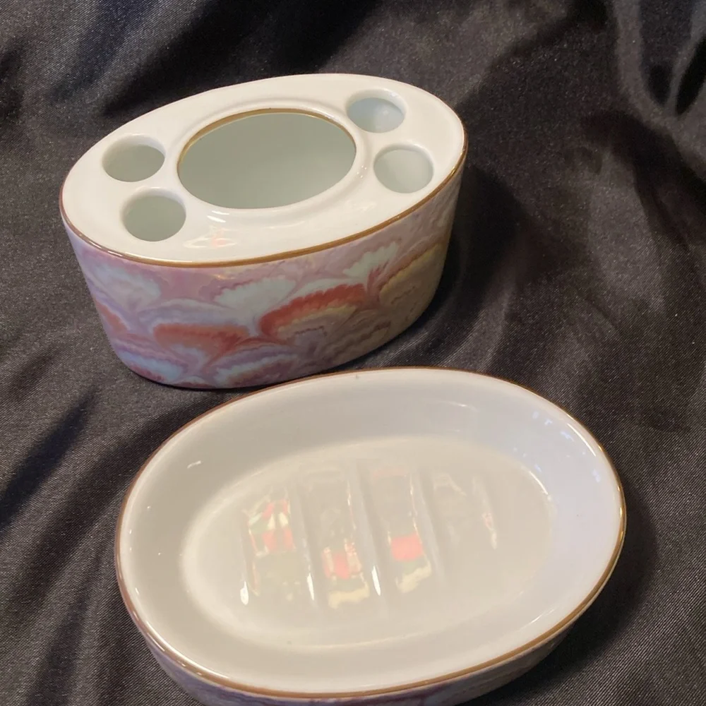 Vintage Mikasa Soap dish and Toothbrush Holder